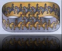 Cavaliers (gravure sur bois de fil en 3 coul. - 240x450 - 1946)