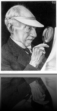 Portrait de G.A. ESCHER  (lithographie - 236x208 - 1935)