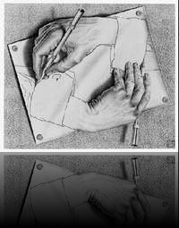 Mains dessinant (lithographie - 282x333 - 1948)