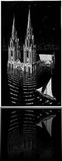 La cathédrale engloutie (xylogravure - 721x415 - 1929)